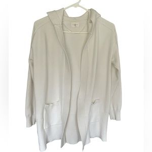 Lou & Grey Hooded Pocket Open Cardigan Ivory Small